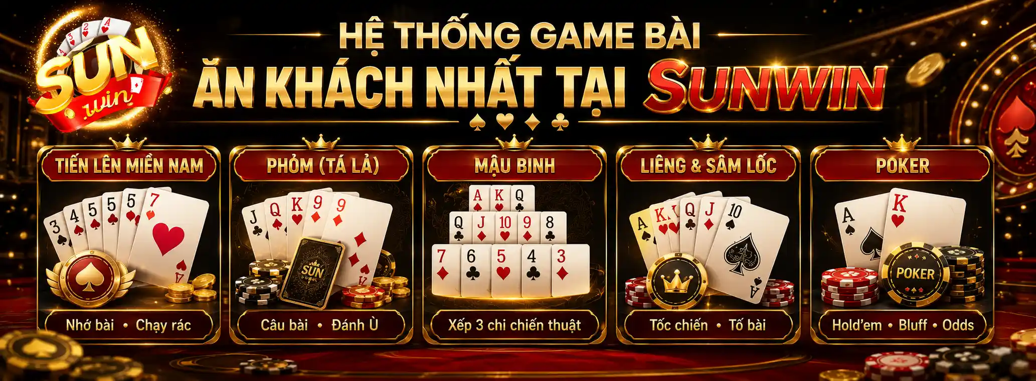 Game Bài Đổi Thưởng Sunwin – Sảnh Đấu Trí Sòng Phẳng Nhất 2026 2 Hệ Thống Các Tựa Game Bài Ăn Khách Nhất Tại Sunwin
