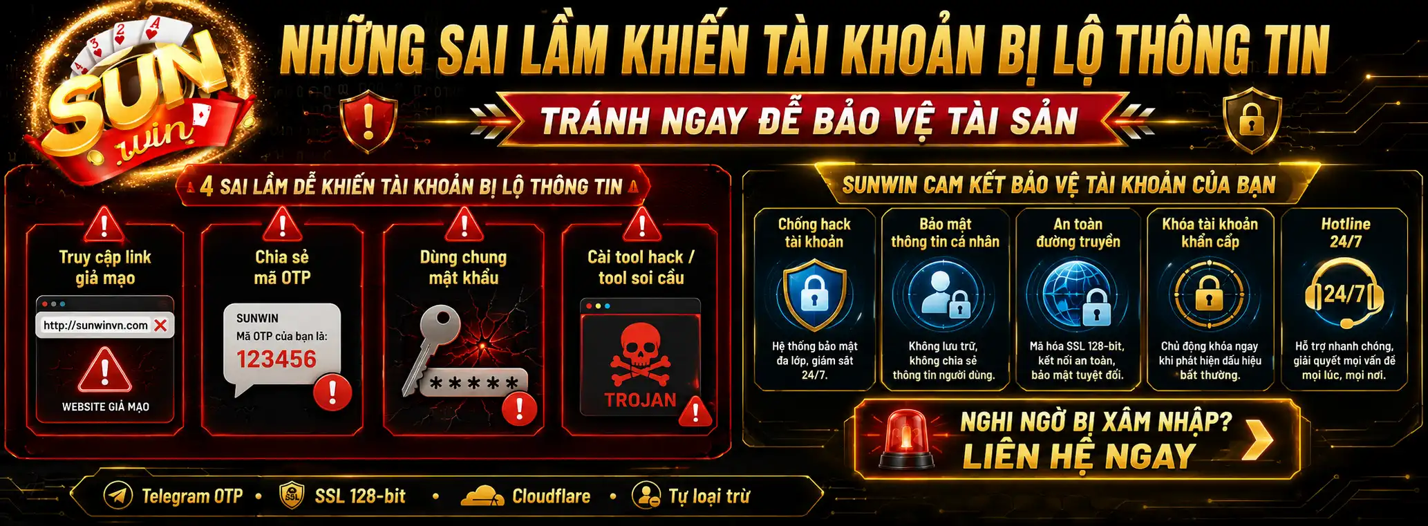 Hướng Dẫn Bảo Mật Tài Khoản Sunwin – Chống Hack Tuyệt Đối 100% 3 Những Sai Lầm Chết Người Khiến Tài Khoản Bị Lộ Thông Tin